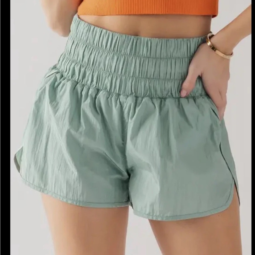Women's High-Waisted Green Shorts